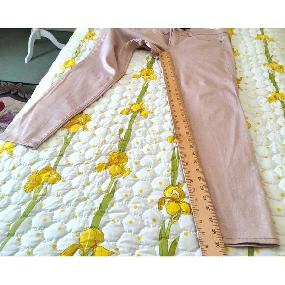 White House Black Market Womens Pale Pink Skinny Leg 10R Shimmering Casual Pants - Picture 9 of 12